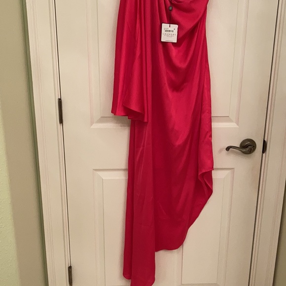 LAUNDRY by Shelli Segal Fuschia One Shoulder Women Cocktail Dress Sz10 NWT - Picture 3 of 5
